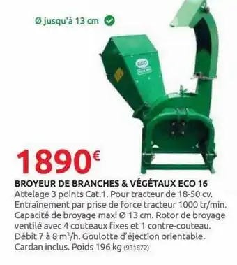 Rural Master Broyeur de branches & végétaux eco 16 offre