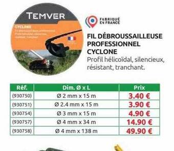 Fil débroussailleuse professionnel cyclone