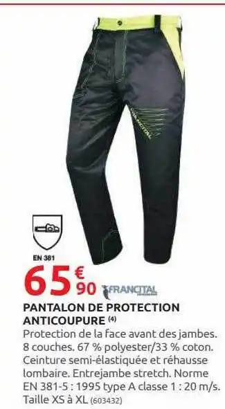 Rural Master Pantalon de protection anticoupure offre