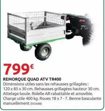 Rural Master Remorque quad atv tr400 offre