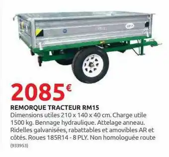 Rural Master Remorque tracteur rm15 offre
