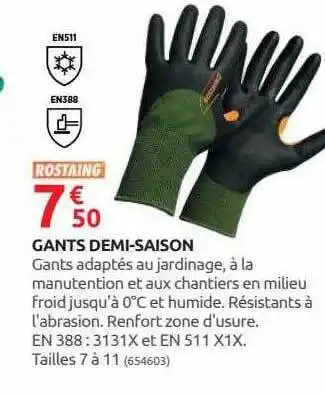Gants demi-saison rostaing