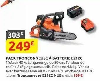 Rural Master Pack tronçonneuse à batterie e212c offre