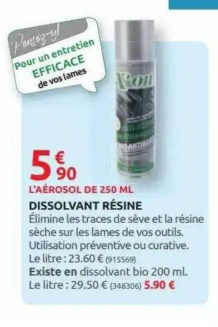 Dissolvant résine