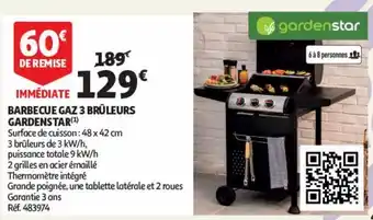 Barbecue gaz 3 brùleurs gardens tar