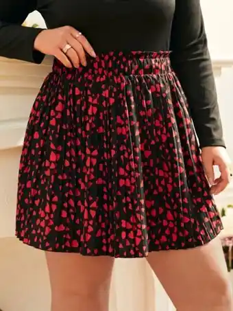 Shein frenchy jupe plissĂ©e Ă imprimĂ© cĆur Ă taille froncĂ©e
