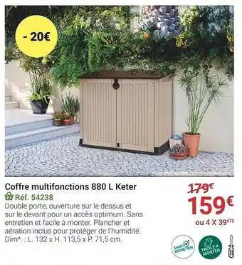 Gamm vert Coffre multifunctions 880 l keter offre