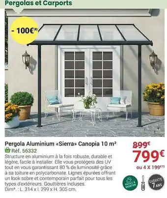 Pergola aluminium sierra canopia 10m2