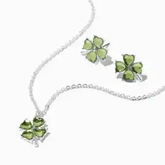 Lot boucles dâoreilles et collier trĂšfles pierres prĂ©cieuses d'imitation saint-patrick - lot de 2