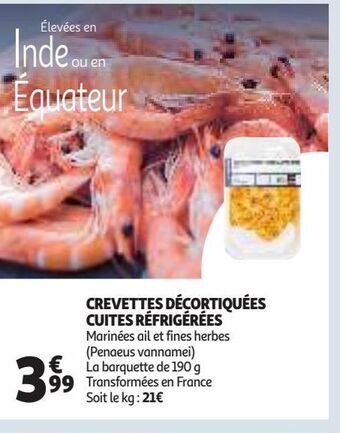 Auchan Supermarché Crevettes décortiquées cuites réfrigérées offre