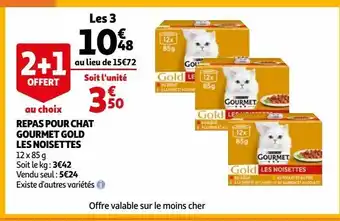 Auchan Repas pour chat gourmet gold les noisettes offre