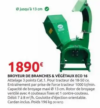 Rural Master Broyeur de branches & vegetaux eco 16 offre