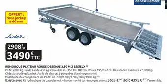 Rural Master Remorque plateau roues dessous 3.50 m 2 essieux offre