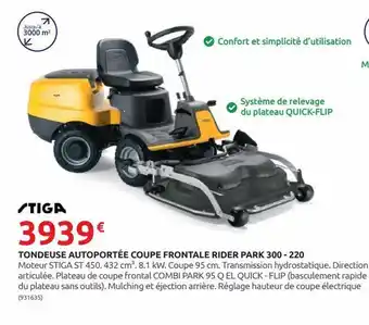 Rural Master Tondeuse autoportee coupe frontale rider park 300 - 220 offre