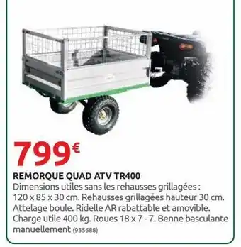 Rural Master Remorque quad atv tr400 offre