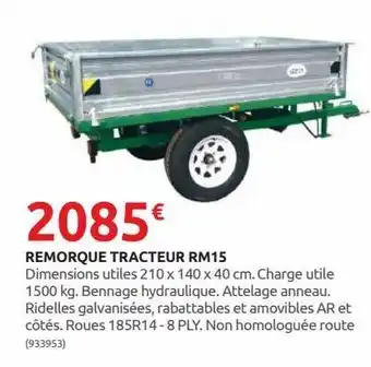 Rural Master Remorque tracteur rm15 offre