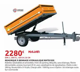 Rural Master Remorque a bennage hydraulique rmtb1020 offre