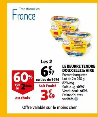 Auchan Le beurre tendre doux elle & vire offre