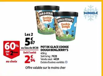 Auchan Pot de glace cookie dough ben&jerry's offre