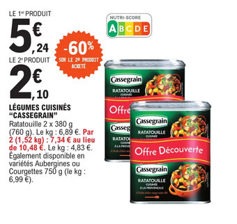 E.Leclerc Légumes cuisinés "CASSEGRAIN" offre