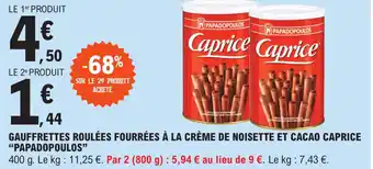 Gauffrettes roulées fourrées à la crème de noisette et cacao caprice "PAPADOPOULOS"