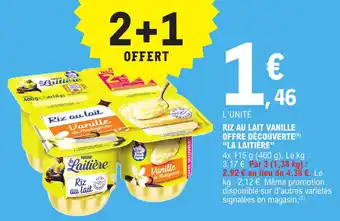 E.Leclerc Riz au lait vanille offre découverte "LA LAITIÈRE" offre