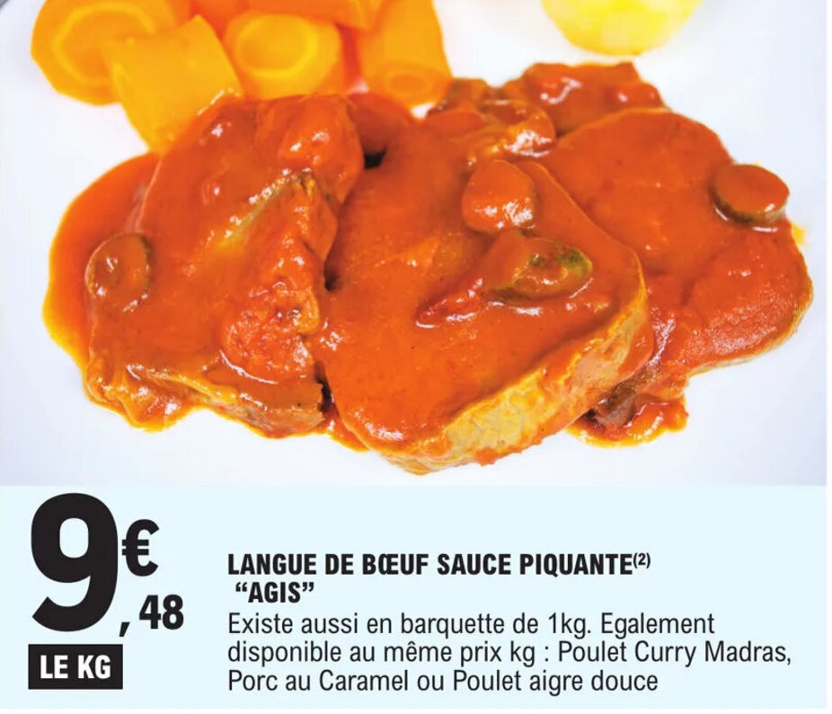 Promo Langue de bœuf sauce piquante Promo Langue de bœuf sauce piquante