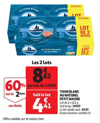 Auchan Thon blanc au naturel PETIT NAVIRE offre