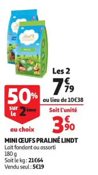 Auchan Mini œufs praliné LINDT offre