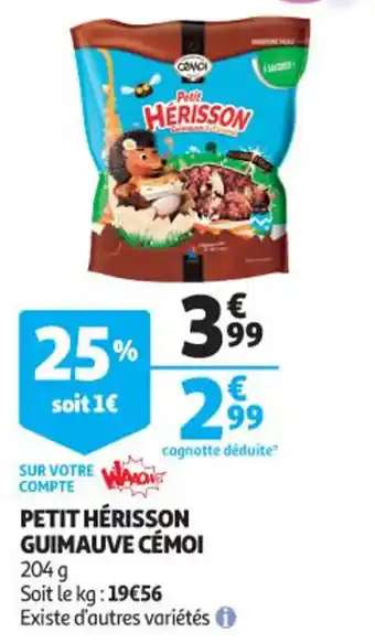 Auchan Petit hérisson guimauve cémoi offre