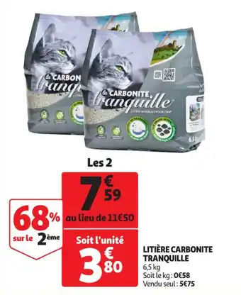 Auchan Litière carbonite tranquille offre
