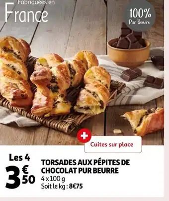 Auchan Torsades aux pepites de chocolat pur beurre offre