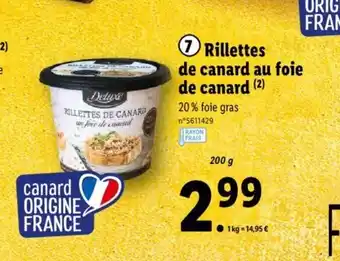 Lidl Rillettes de canard au foie de canard offre