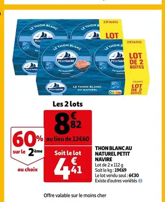 Auchan Thon blanc au naturel petit navire offre