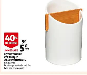 Auchan Pot ustensile ceramique 2 compartiments offre