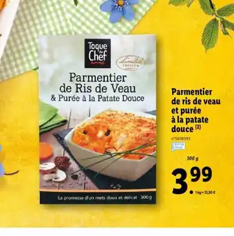 Lidl Parmentier de ris de veau et purée à la patate douce offre