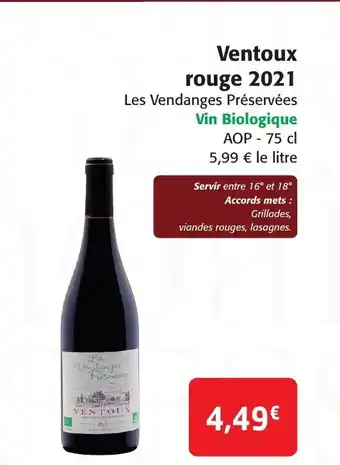 Colruyt Ventoux rouge 2021 offre