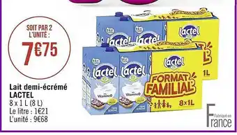 Casino Supermarchés Lait demi-écrémé lactel offre