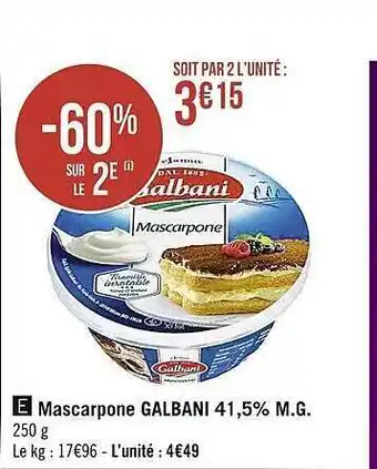 Casino Supermarchés Mascarpone galbani 41,5% m.g. offre