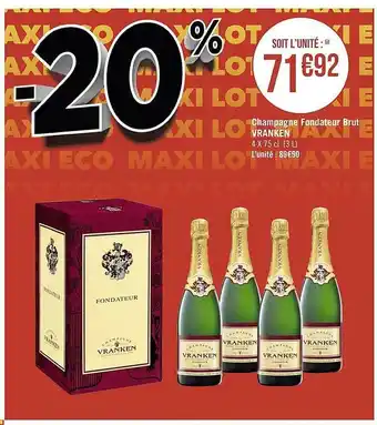 Casino Supermarchés Champagne fondateur brut vranken offre