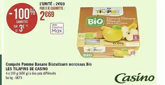 Compote pomme banane biscuit sans morceaux bio les tilapins de casino