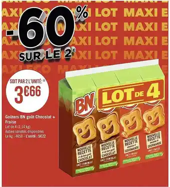 Casino Supermarchés Goûters bn goût chocolat + fraise offre