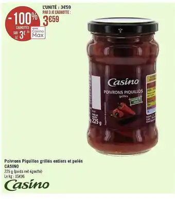 Casino Supermarchés Poivrons piquillos grillés entiers et pelés casino offre