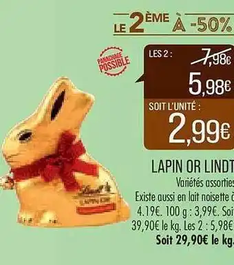 Match Lapin or lindt offre