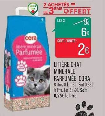 Match Litière chat minérale parfumée cora offre