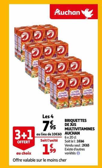 Auchan Briquettes de jus multivitamines auchan offre