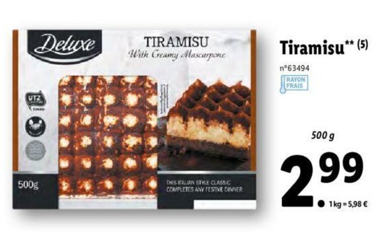 Promo Tiramisu Chez Lidl