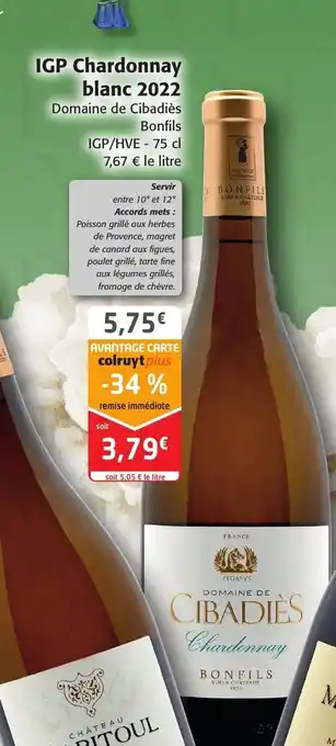 Colruyt IGP chardonnay bkanc 2022 offre