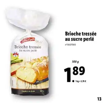 Lidl Brioche tressée au sucre perlé offre