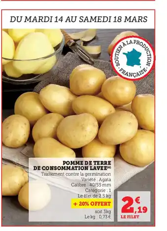 Pomme de terre de consommation lavee